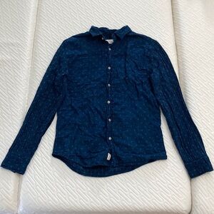 Marine Layer Hudson Button Down Shirt Indigo Blue Pound Sign Hashtag Medium